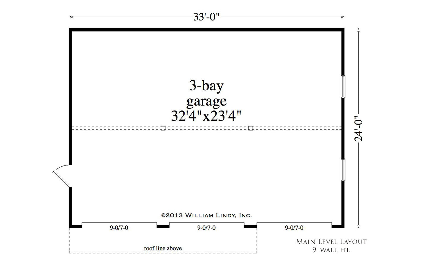 Blue Bird 3-car garage plan main level