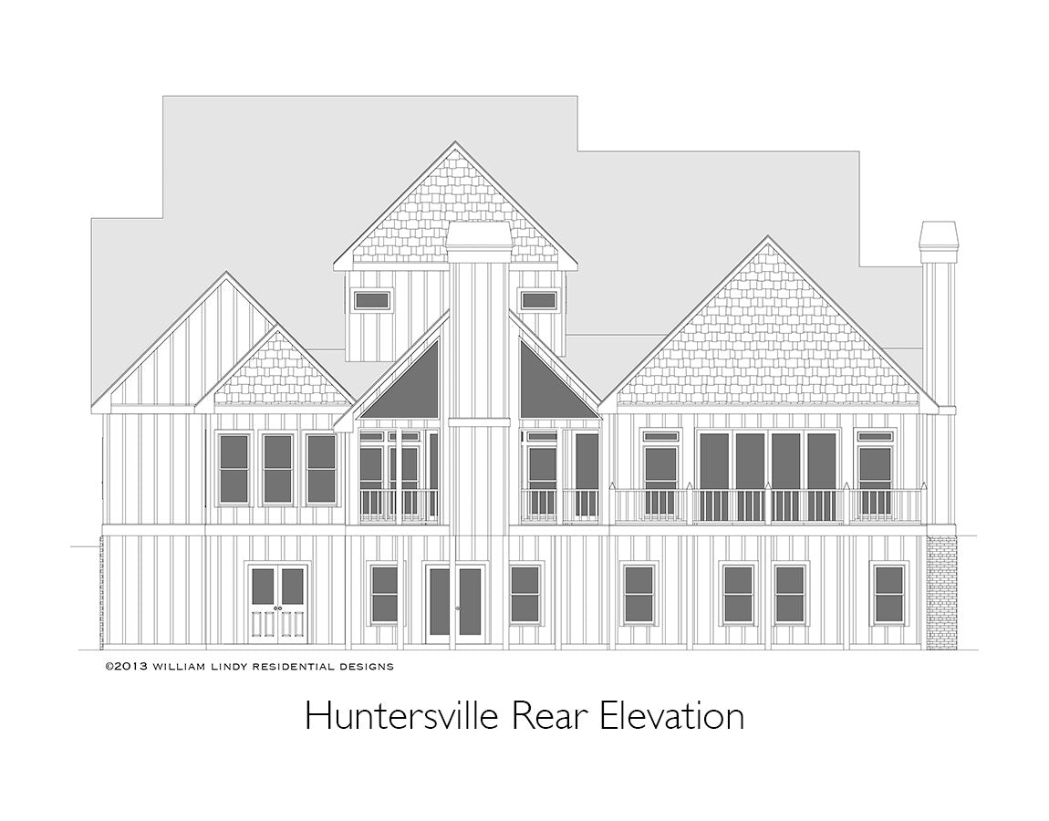 Huntersville master on main house plan rear elevation