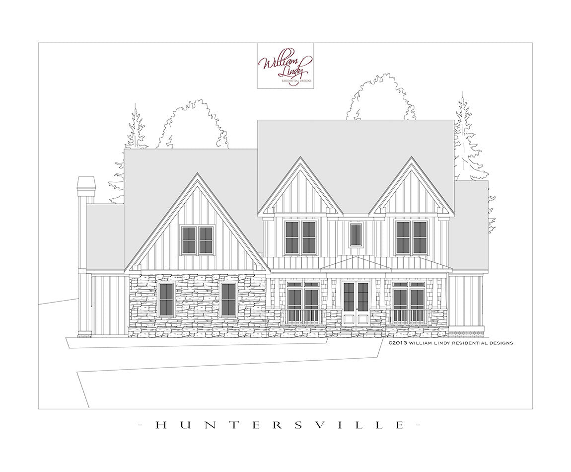 Huntersville master on main house plan front elevation