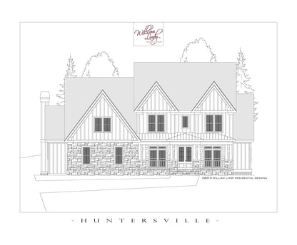 Huntersville master on main house plan front elevation