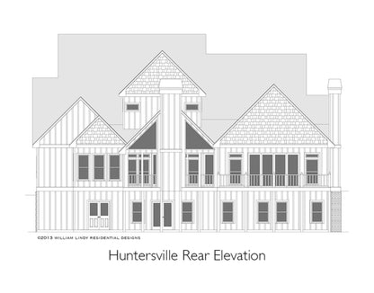 Huntersville master on main house plan rear elevation