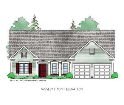 Wesley Ranch House Plan Front Technical Drawing